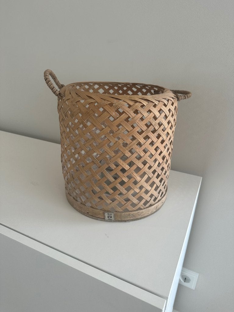 Windlicht Rivièra maison kaars rotan bamboe riet, 25 tot 50 cm, Beige, Ophalen of Verzenden, Zo goed als nieuw