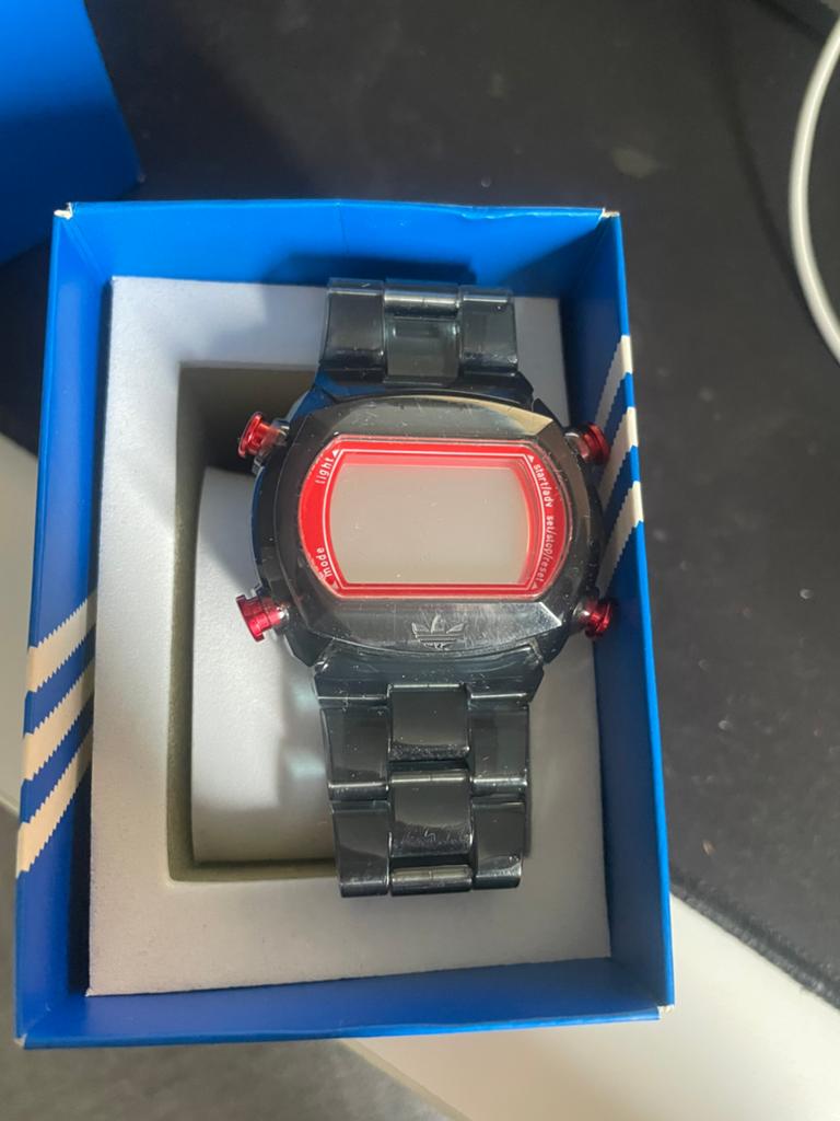 Adidas horloge donkergrijs rood, Ophalen of Verzenden, Zo goed als nieuw, Grijs, Jongen of Meisje