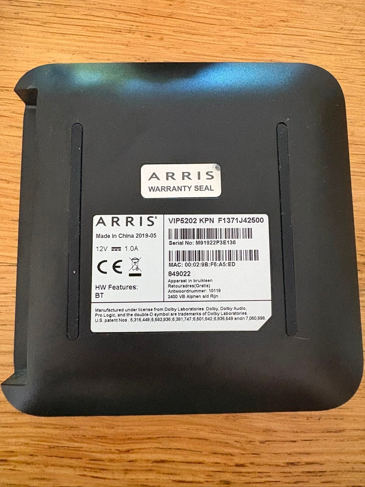 Arris VIP5202 KPN Decoder met afstandsbediening en adapter, Ophalen of Verzenden, Gebruikt, Decoder