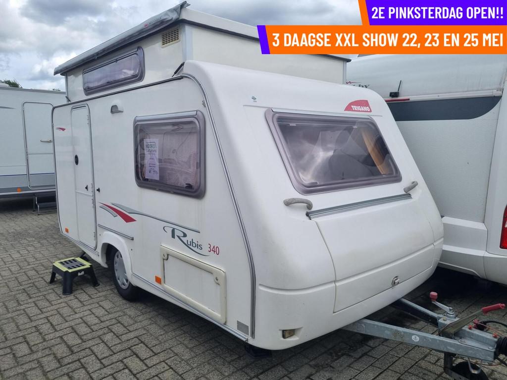 Trigano rubis 340 VOORTENT + ZAKLUIFEL + DWARSBED + HEFDAK, Caravans en Kamperen, Caravans, Overige merken, Serviceluik, Bedrijf