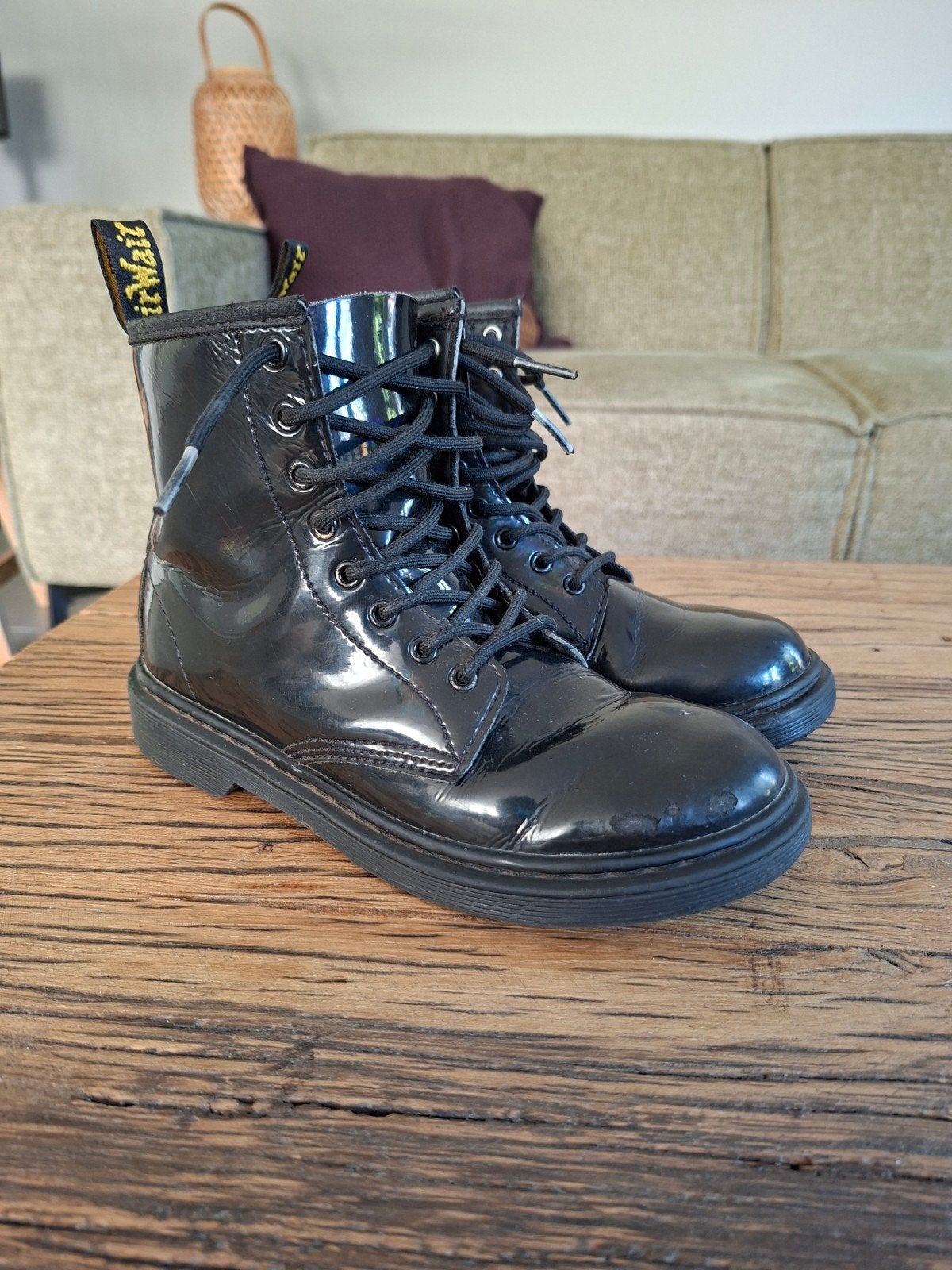 Dr. Martens Laarzen Zwart Holografisch Maat 34, Dr. Martens, Gebruikt, Meisje, Ophalen of Verzenden