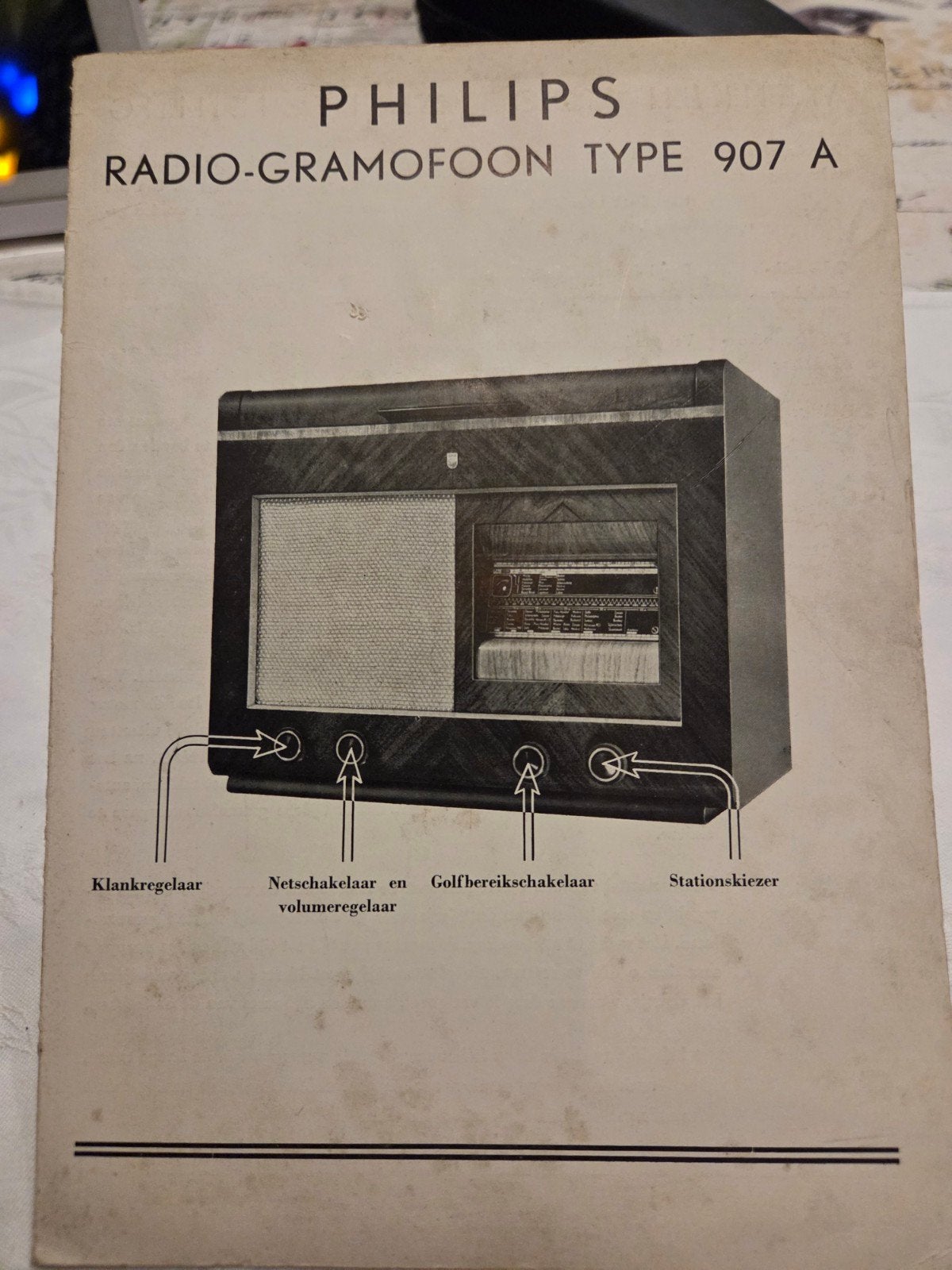 Philips Radio-Grammofoon Type 907 A - Vint, Ophalen of Verzenden, Gebruikt, Radio