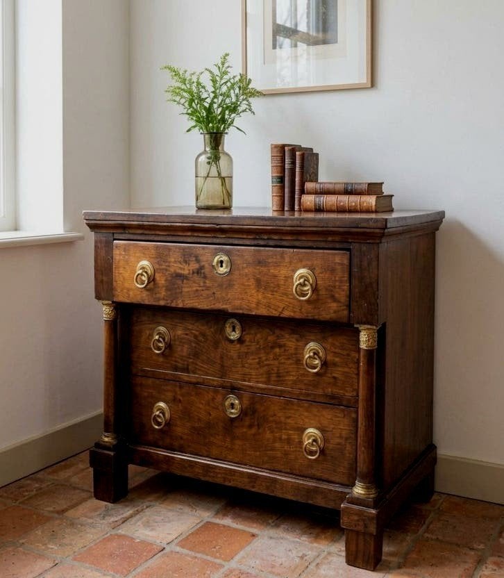 Vintage / Antieke houten ladekast perfect als TV-meubel, Ophalen of Verzenden, Gebruikt