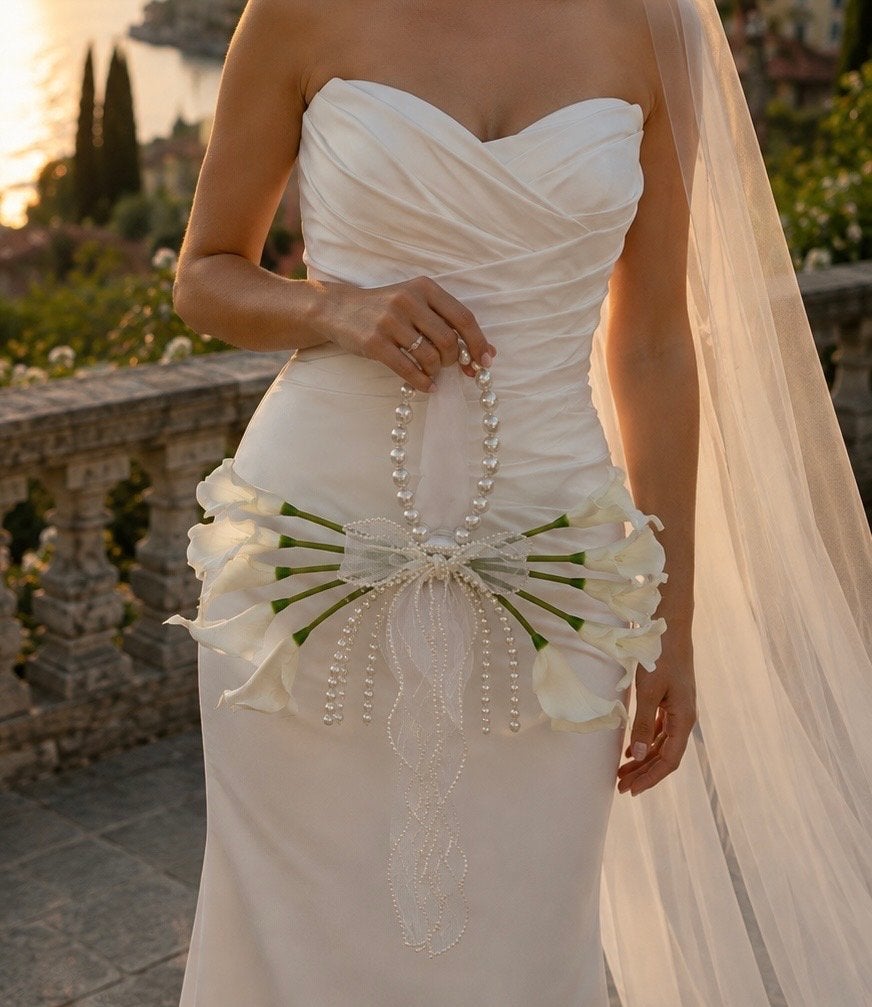 Unieke Tasarim Bruidsboeket met Parels en Calla's, Kleding | Dames, Ophalen of Verzenden, Nieuw, Wit, Accessoires