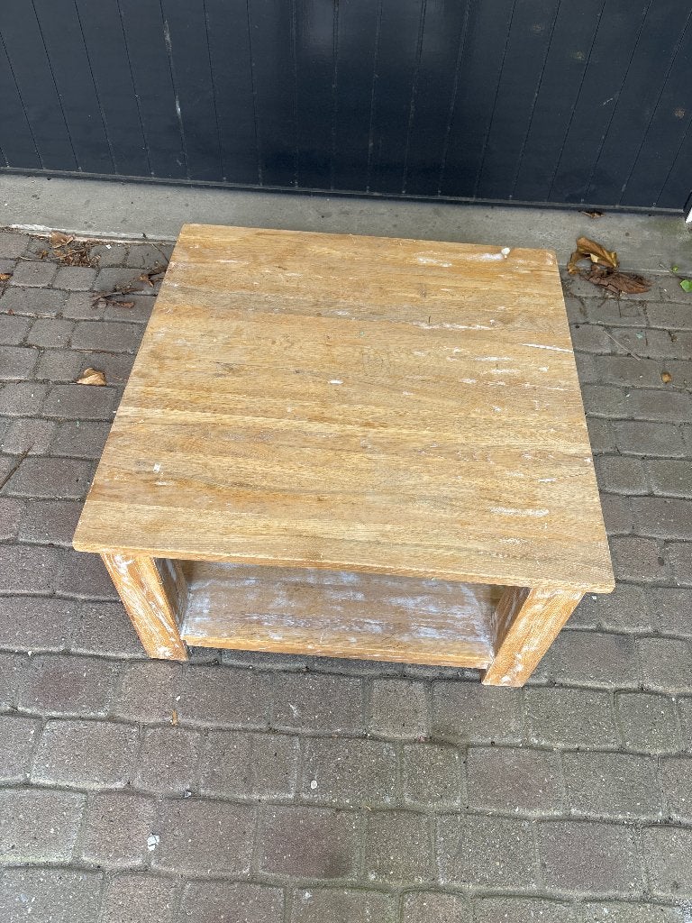 Eikenhouten salontafel vierkant, Ophalen, Gebruikt, 50 tot 100 cm, 50 tot 100 cm