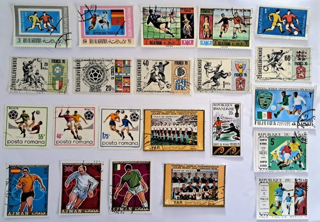 Voetbal WK 1970 Mexico (22 zegels) gestempeld, Ophalen of Verzenden, Gestempeld, Sport