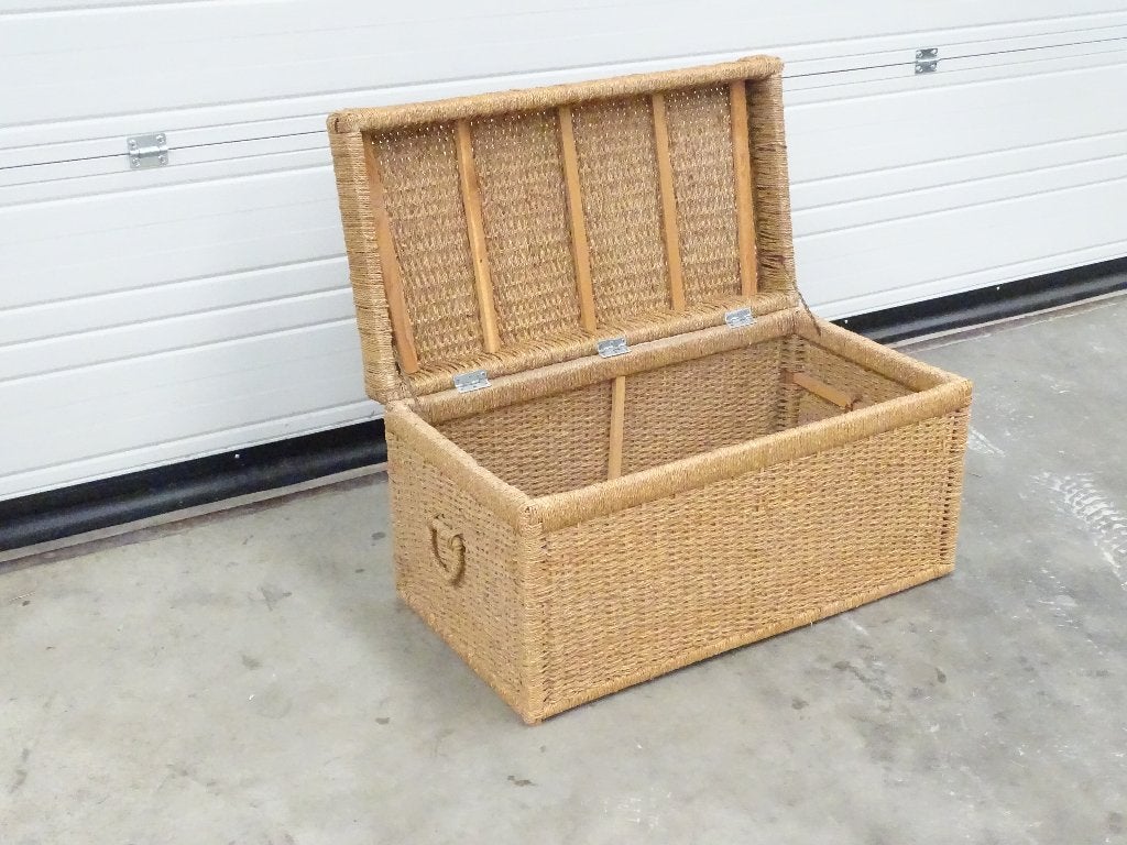 Grote rotan opbergkist / speelgoedkist / dekenkist 85 cm, Huis en Inrichting, Woonaccessoires | Kisten, Ophalen, Overige materialen