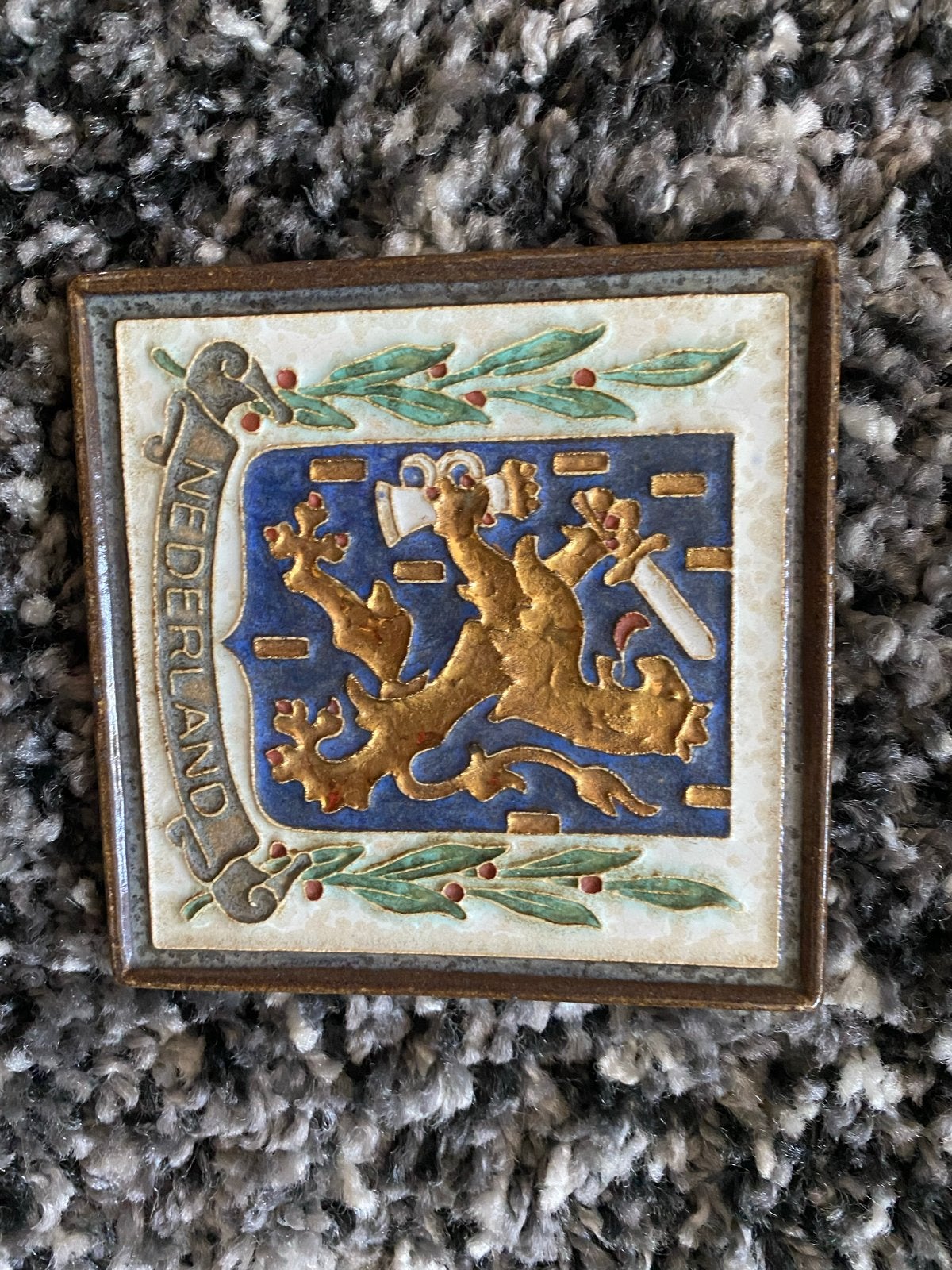Vintage Nederlandse Tegel met Wapen van Nederland, Ophalen of Verzenden