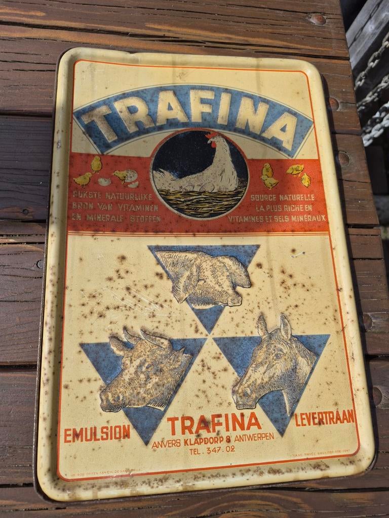 Vintage Trafina  reclamebord, Ophalen of Verzenden, Gebruikt, Reclamebord