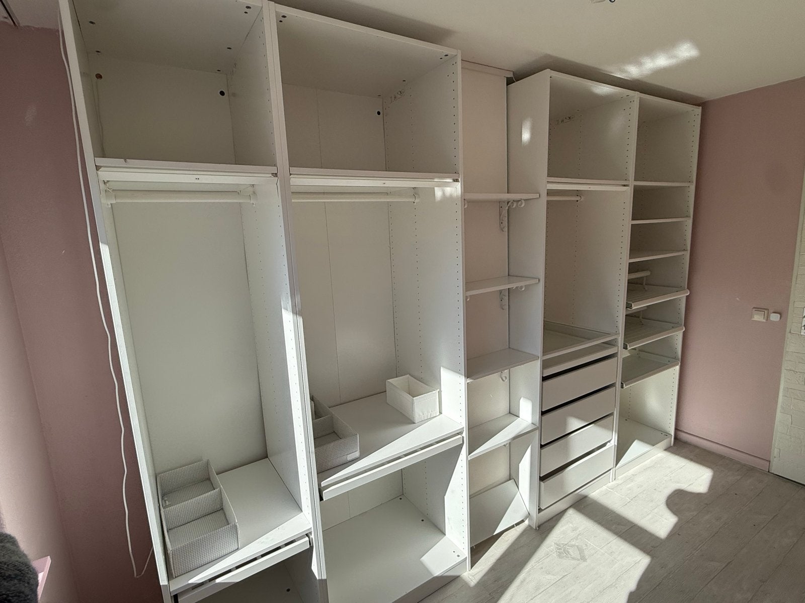 IKEA Pax walk-in kledingkast - 4 kasten met verlichting, Ophalen, 200 cm of meer, Zo goed als nieuw, Met lade(s)