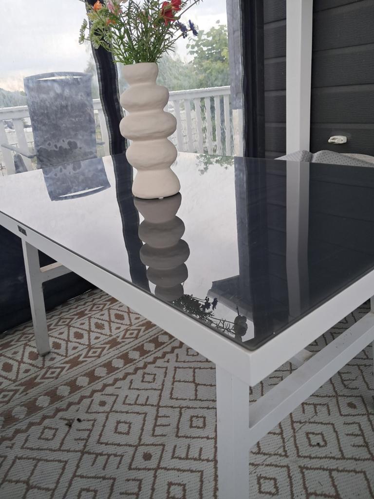 Tuintafel met stevige glasplaat, Ophalen, Gebruikt, Rechthoekig, Aluminium