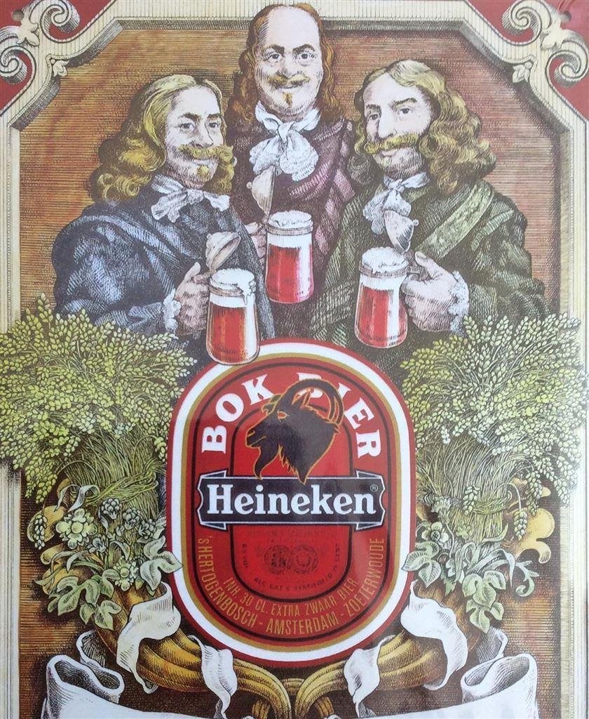 Mooi HEINEKEN BOKBIER Metalen Reclamebord bier plaat, Verzenden, Nieuw, Reclamebord, Plaat of Schild, Heineken