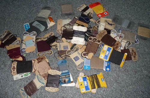 oude kaartjes met wol en draad, Ophalen of Verzenden, Gebruikt