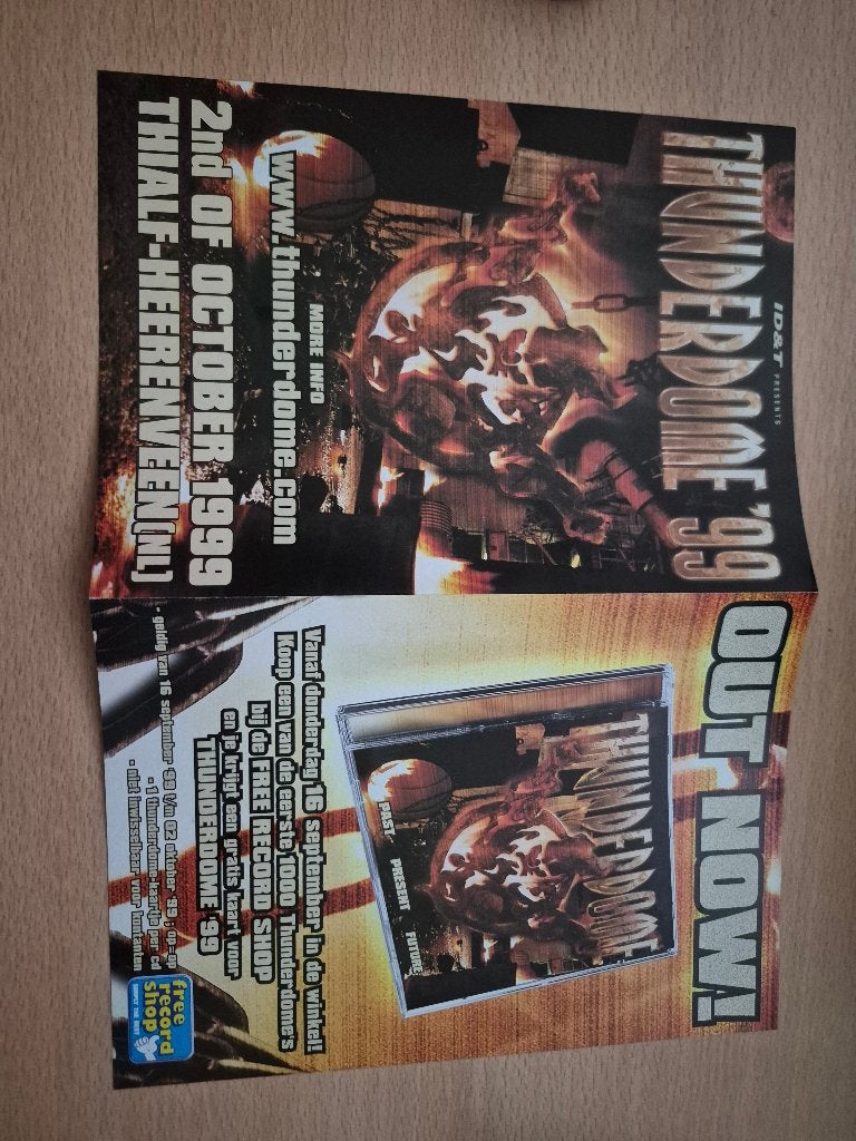 Thunderdome '99 Flyer - 2nd of October 1999, A4 of kleiner, Rechthoekig Liggend, Ophalen of Verzenden, Zo goed als nieuw