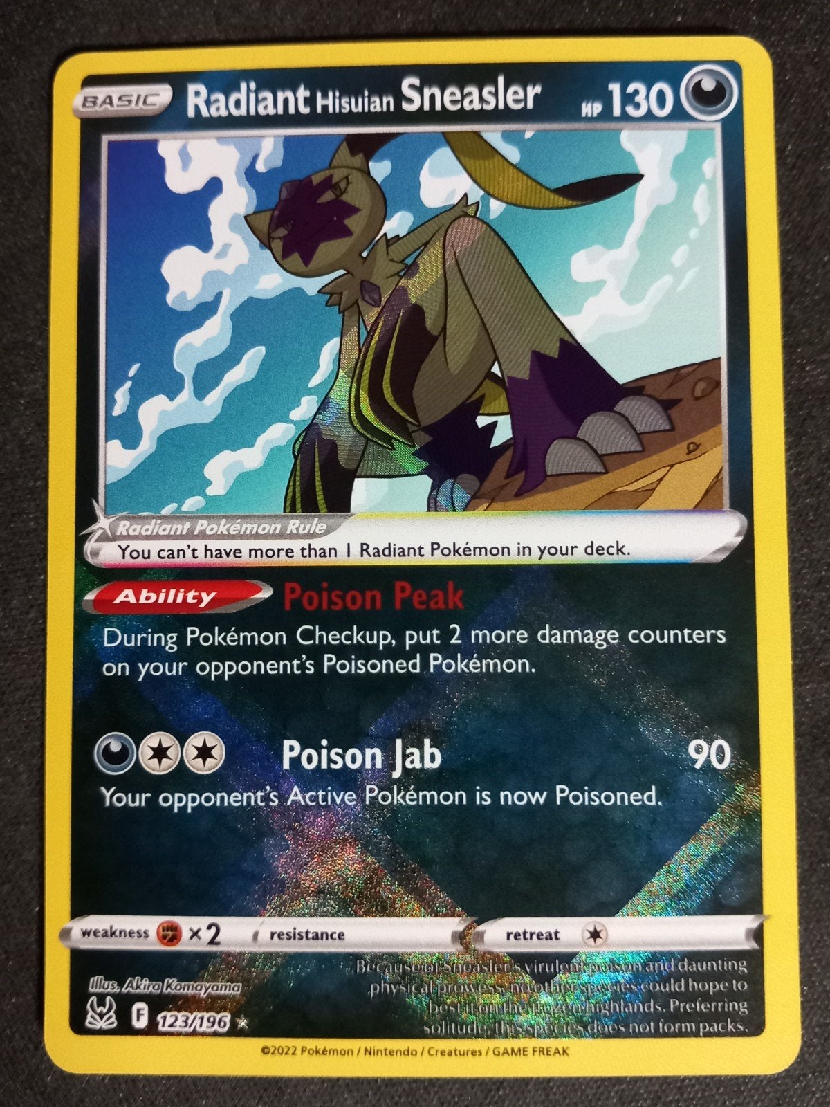 Radiant Hisuian Sneasler 123/196 Lost Origin Ultra Rare NM, Verzenden, Zo goed als nieuw, Losse kaart, Foil