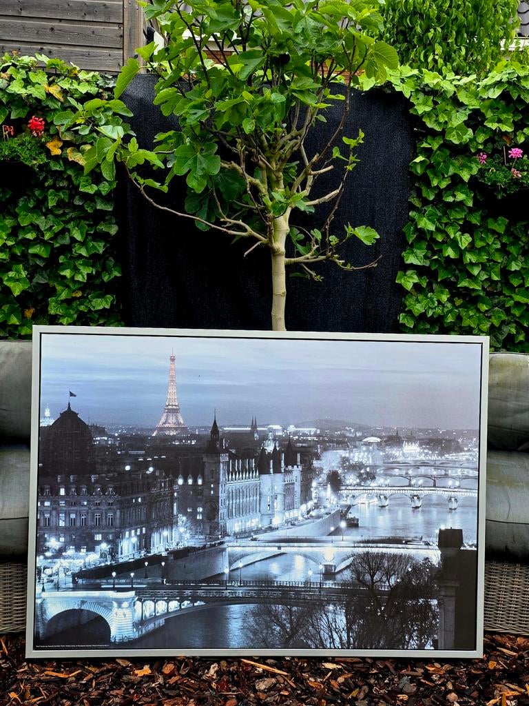 Parijs Eiffeltoren Nacht Canvas Schilderij, Ophalen, Zo goed als nieuw, 75 tot 100 cm, Schilderij