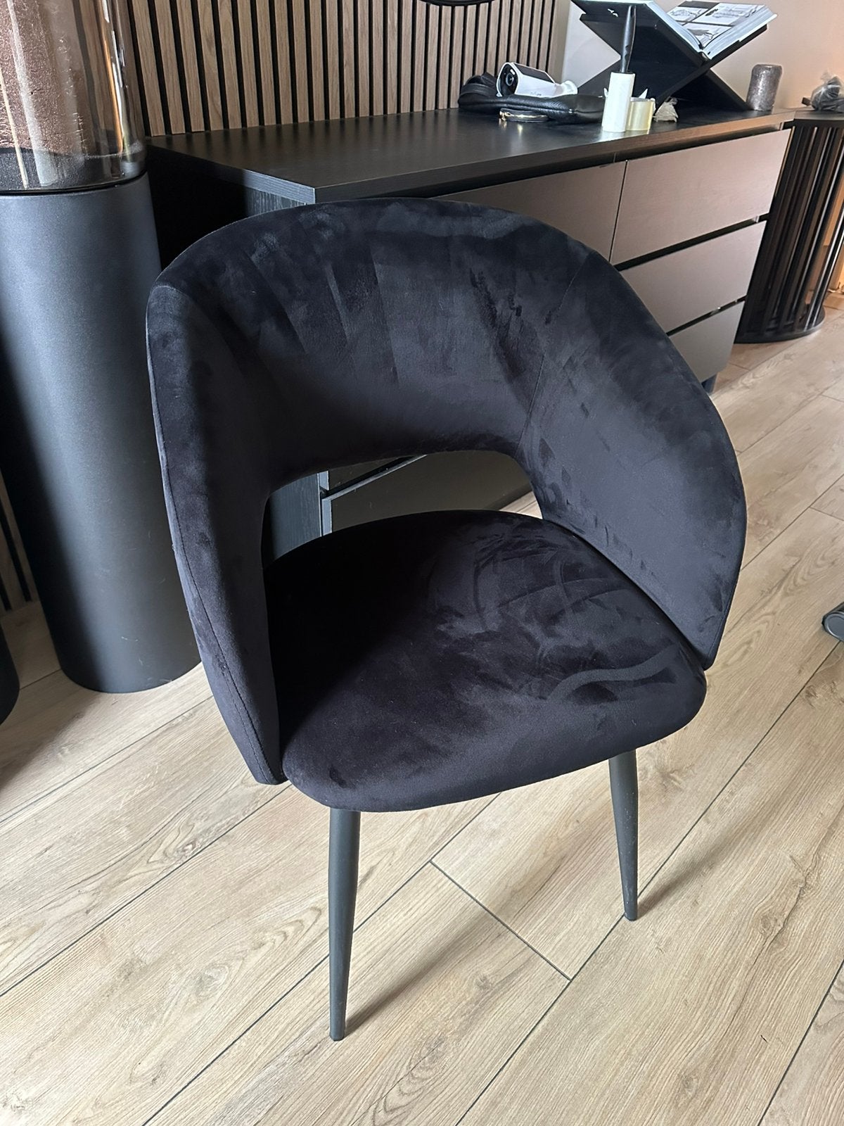 Zwarte eettafel stoel - Antony stoel kwantum - Velvet stoel, Ophalen, Zwart, Stof, Eén