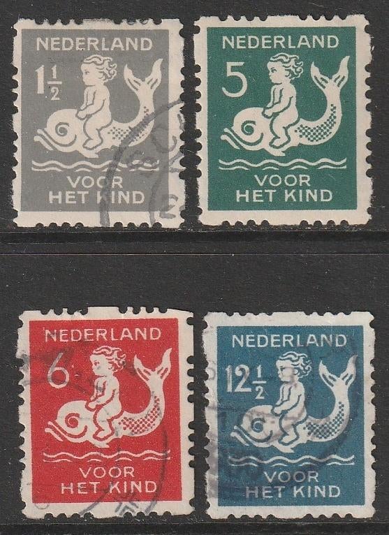 1929, Kinderzegels, Roltanding, NVPH 82/85, gestempeld, Verzenden, T/m 1940, Gestempeld