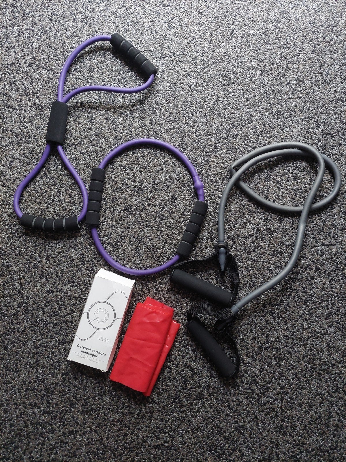 Fitness set: weerstandsbanden en massager, Sport en Fitness, Fitnessmaterialen, Ophalen of Verzenden, Gebruikt, Benen, Weerstandband