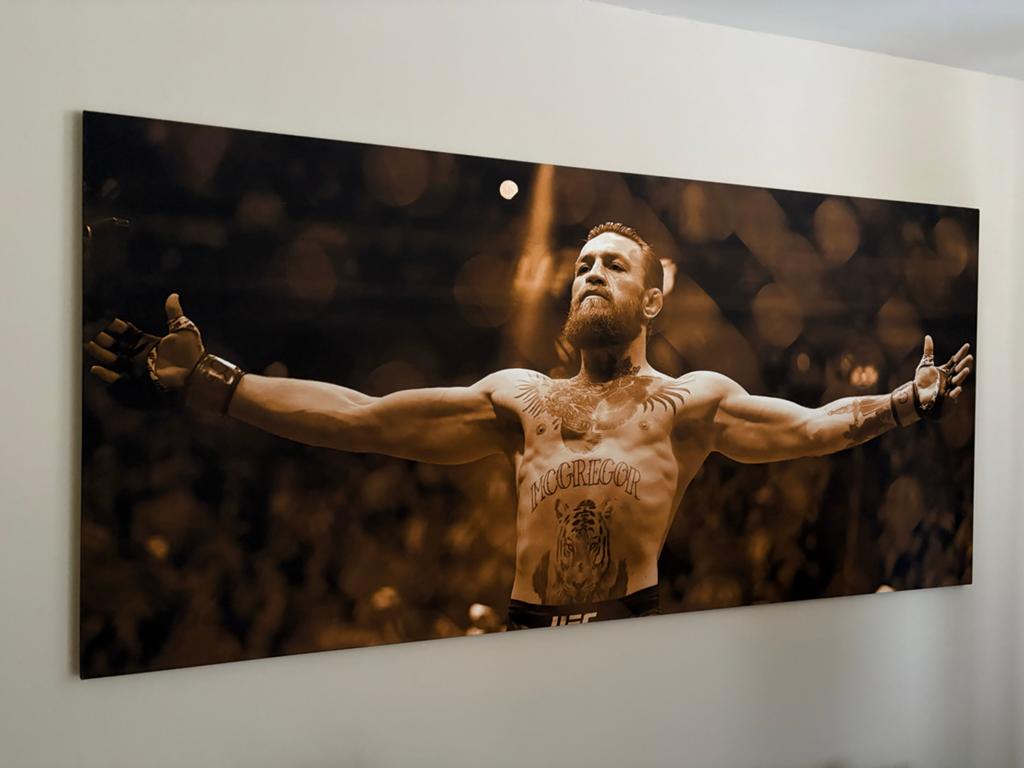 Conor McGregor Schilderij Canvas Sepia 190x90 cm, Ophalen, 125 cm of meer, Zo goed als nieuw, Schilderij
