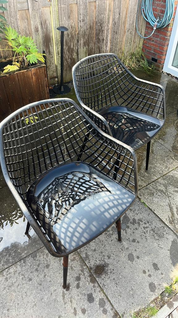 4 x Zwarte tuinstoelen | metaal | stoel, Tuin en Terras, Ophalen, Gebruikt, Metaal