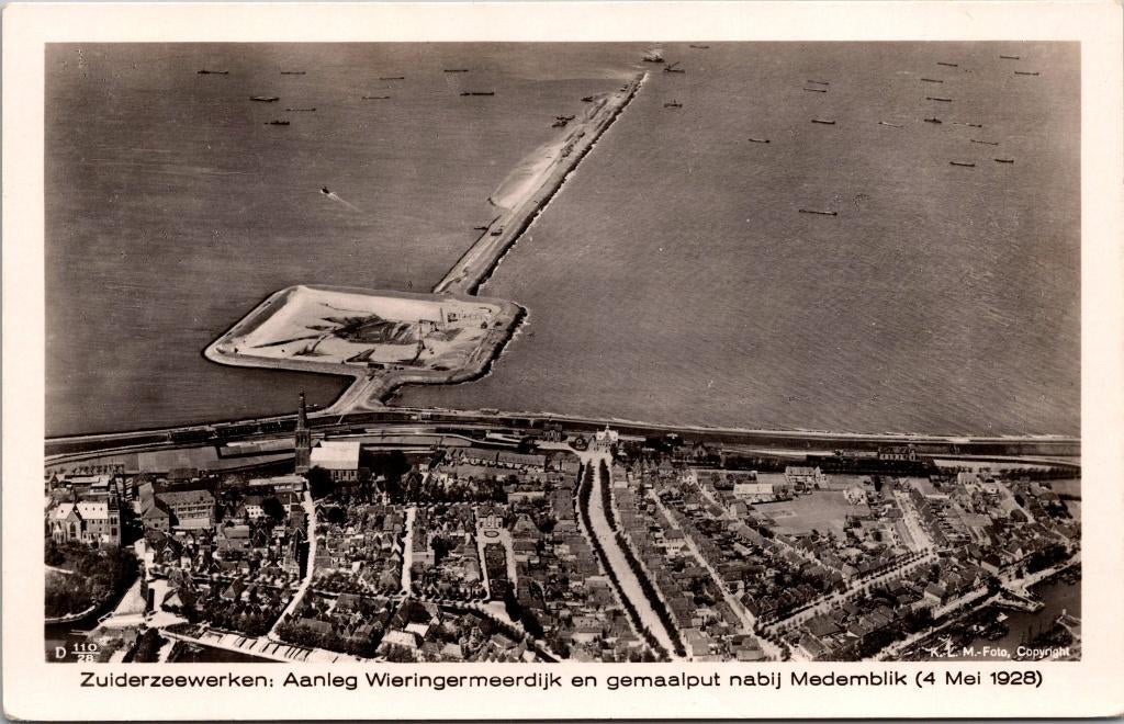 Zuiderzeewerken - Aanleg Wieringermeerdijk Medemblik 1928 2x, Verzenden, 1920 tot 1940, Ongelopen, Noord-Holland