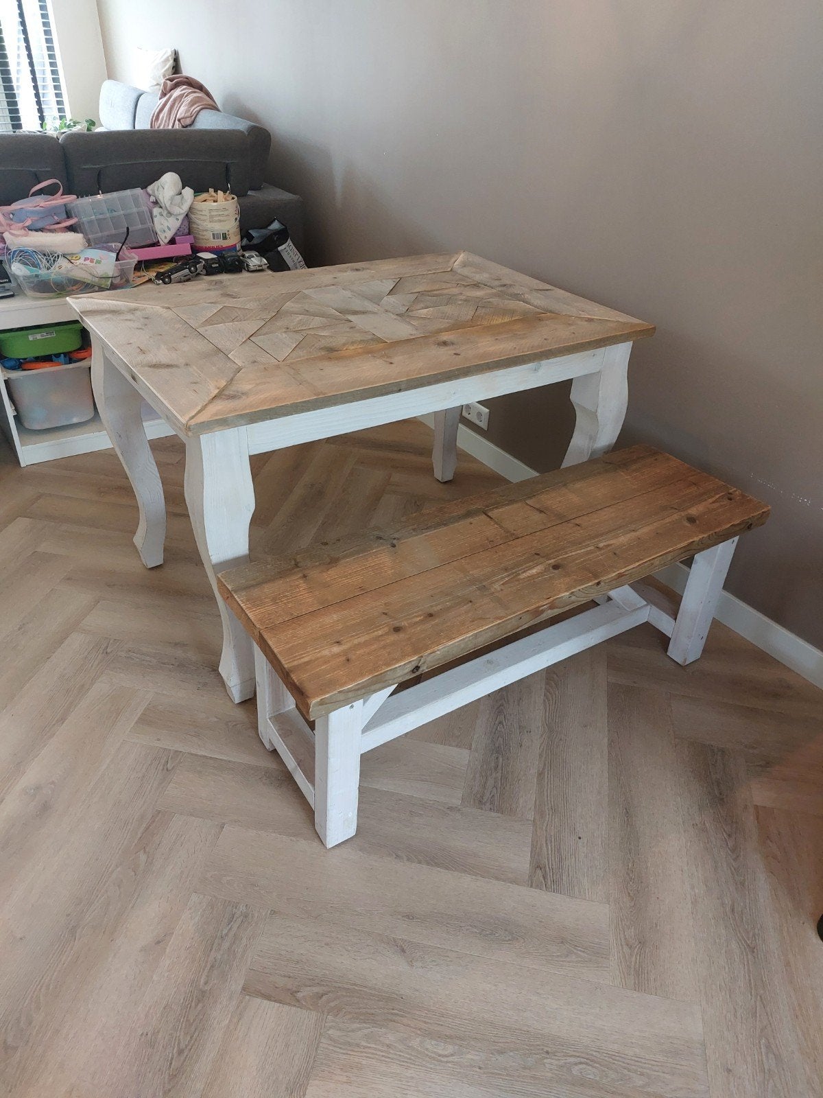 Meubelset Geïmpregneerd Steigerhout, Ophalen, Gebruikt, 100 tot 150 cm, 50 tot 100 cm
