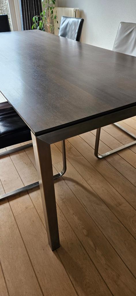 Prachtige moderne grote eiken eettafel, Huis en Inrichting, Tafels | Eettafels, Gebruikt, 50 tot 100 cm, 200 cm of meer, Vijf personen of meer