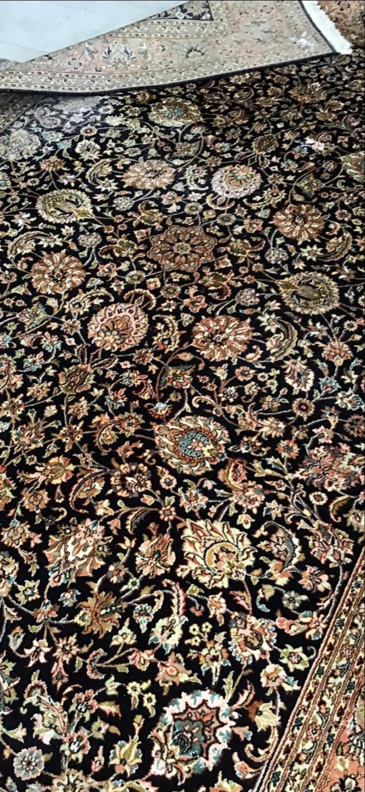 Mooi handgemaakt Perzisch zijden tapijt 290x190 cm, Huis en Inrichting, Stoffering | Tapijten en Kleden, Gebruikt, Zwart, 150 tot 200 cm