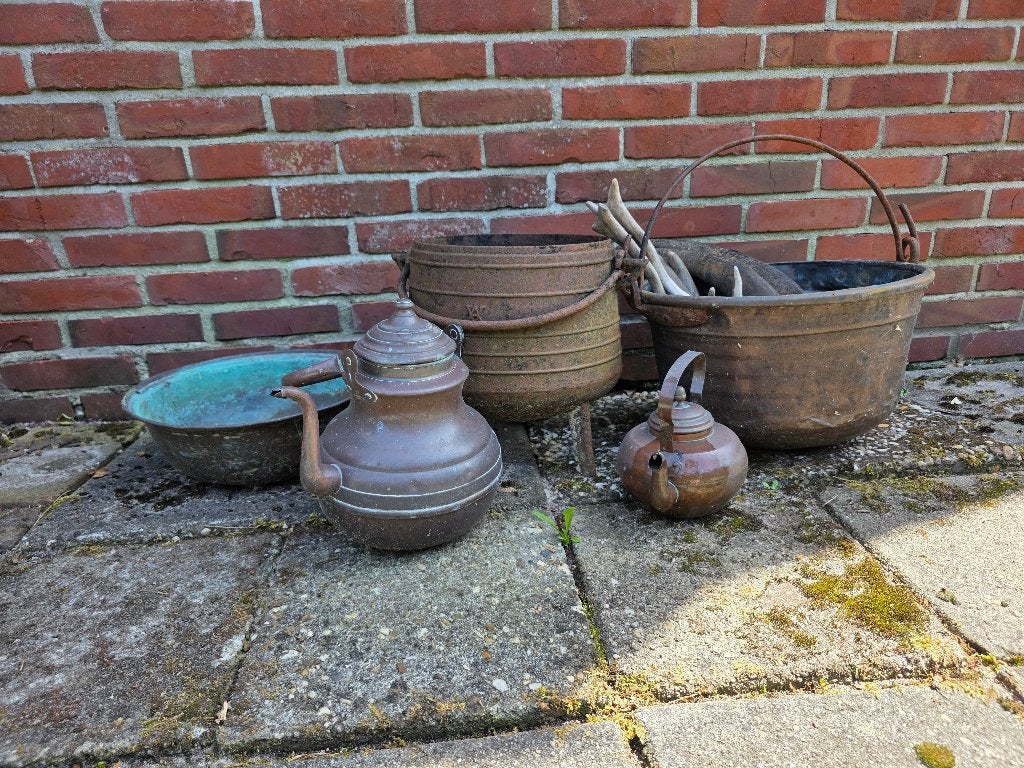 kopere ketels, potten en schaal, Ophalen, Koper