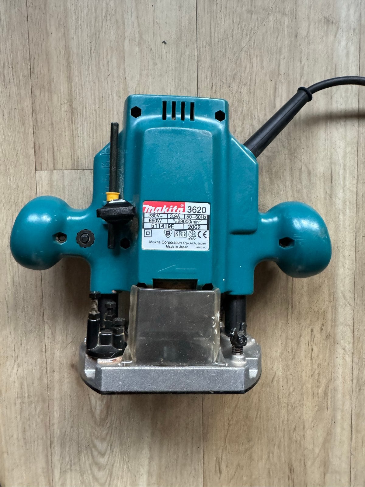 Makita Bovenfrees 3620 met Kopieerring 27 mm, Ophalen of Verzenden, Gebruikt, Elektrisch, Bovenfrees