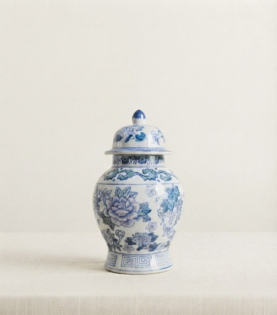 Vintage gemberpot met bloemmotief, Ophalen of Verzenden