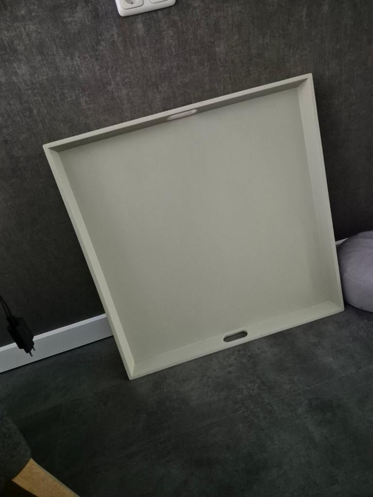 Groot Teakhouten Dienblad Beige 80x80, Ophalen, Gebruikt, Vierkant, Hout