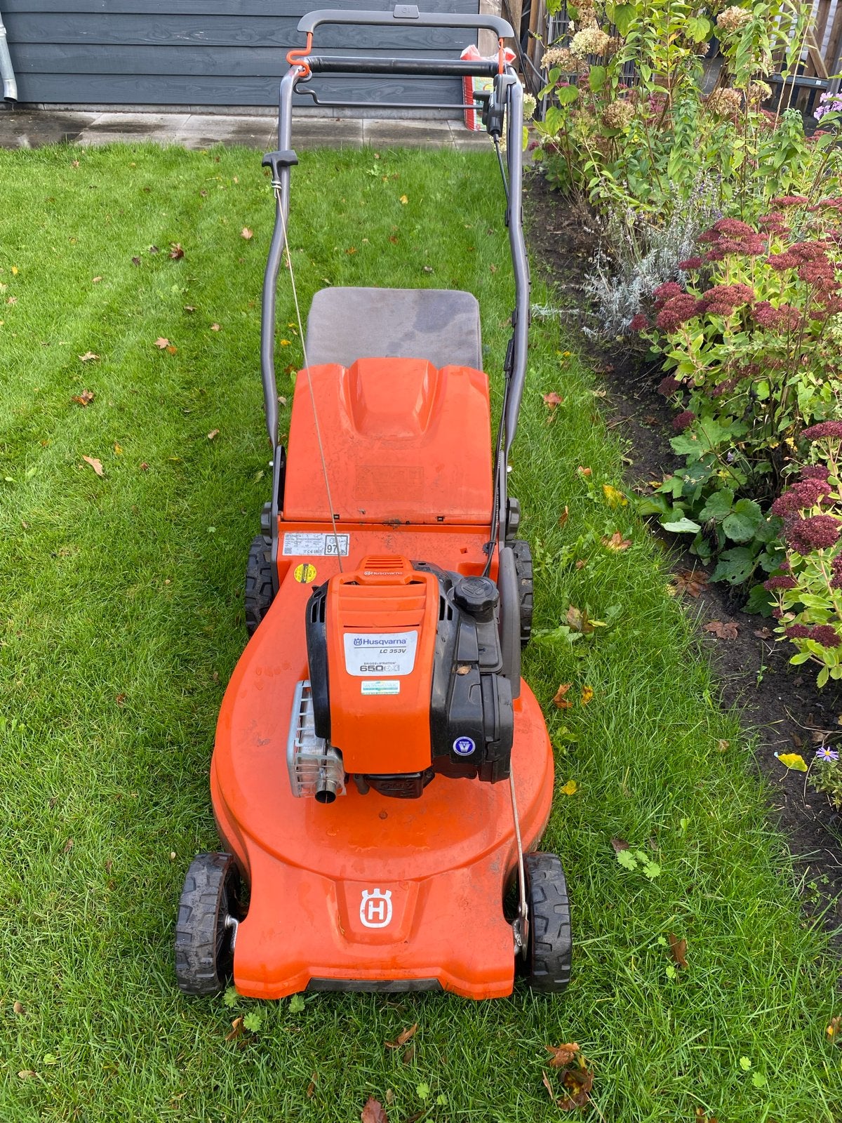 Husqvarna LC 353V benzine grasmaaier, Ophalen, Cirkelmaaier, Gebruikt, Opvangzak