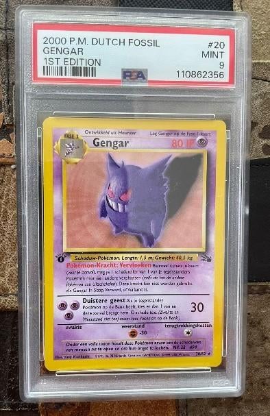 Gengar  #20 1st edition (dutch) PSA 9, Verzenden, Zo goed als nieuw, Losse kaart