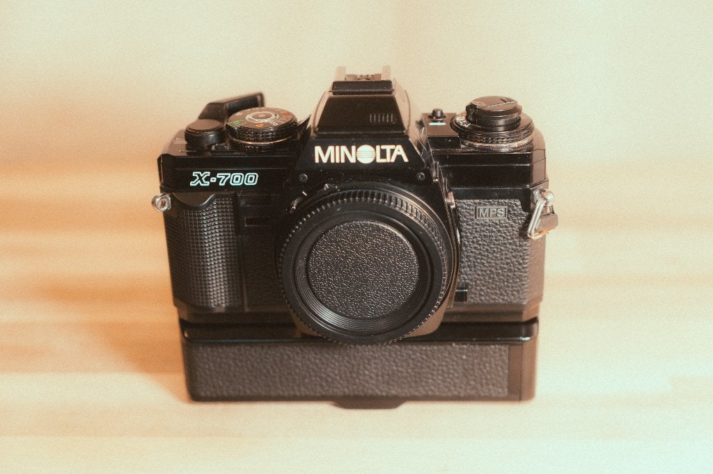 Minolta X-700 met Auto Winder G, MD-mount, werkend, Audio, Tv en Foto, Ophalen of Verzenden, Gebruikt, Spiegelreflex, Minolta