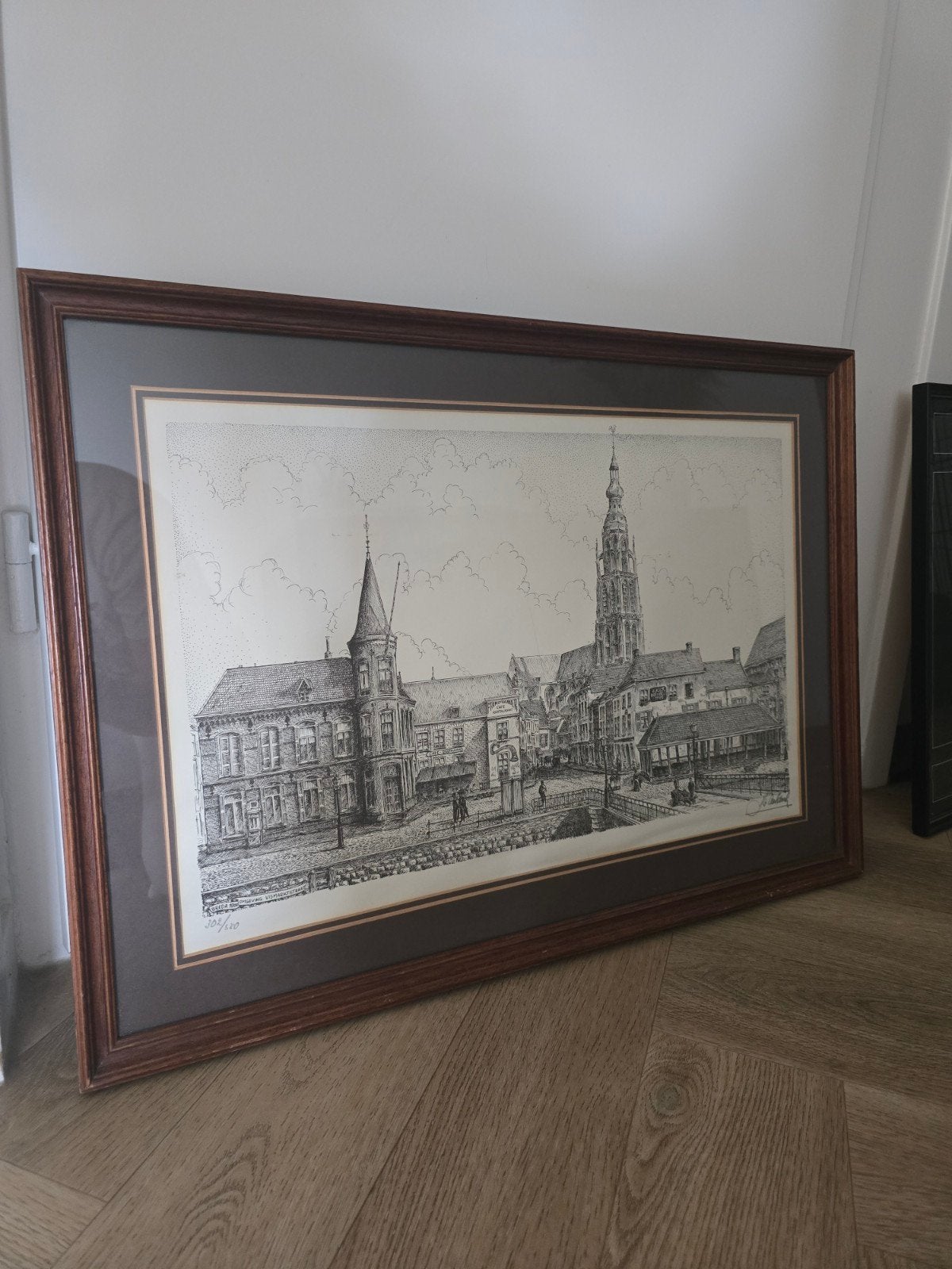 Stadsgezicht met toren - Genummerde ets, Ophalen, Genummerd, Stadsgezicht, 1950 - 1999