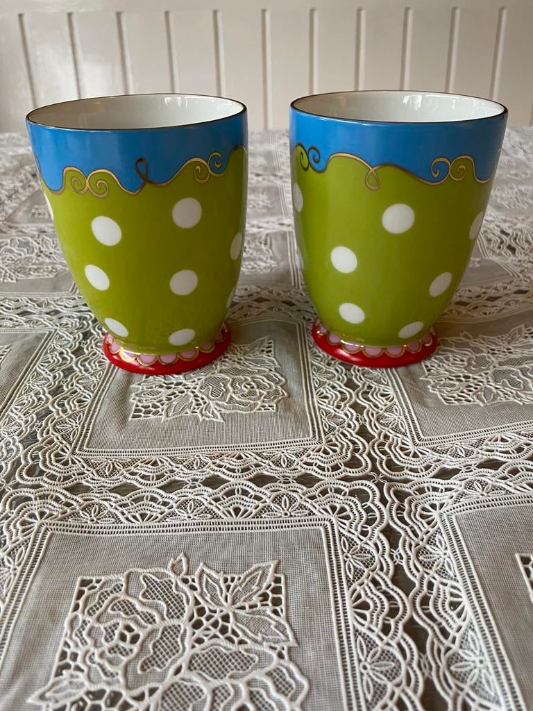 Oilily grote koffie mokken 2 stuks, Ophalen, Zo goed als nieuw, Overige stijlen, Kop(pen) en/of Schotel(s)
