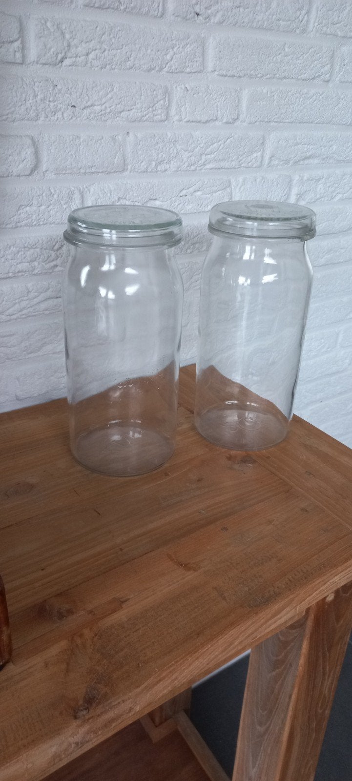 Set van 2 glazen weck potten met deksel - 25 cm hoog, Antiek en Kunst, Antiek | Glas en Kristal, Ophalen