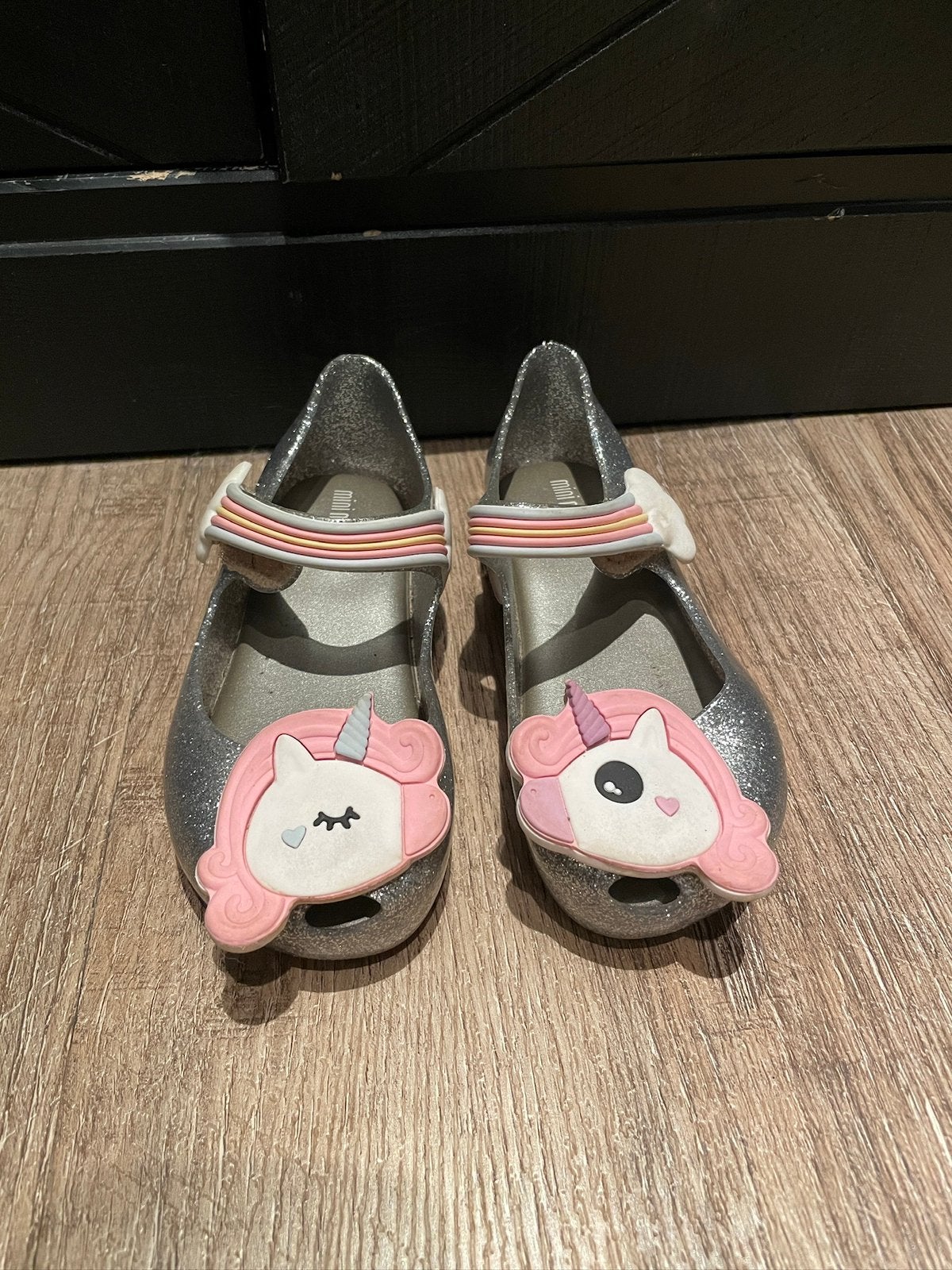Mini melissa meisjes zilver glitter unicorn schoen mt 25 26, Meisje, Schoenen, Ophalen of Verzenden, Zo goed als nieuw