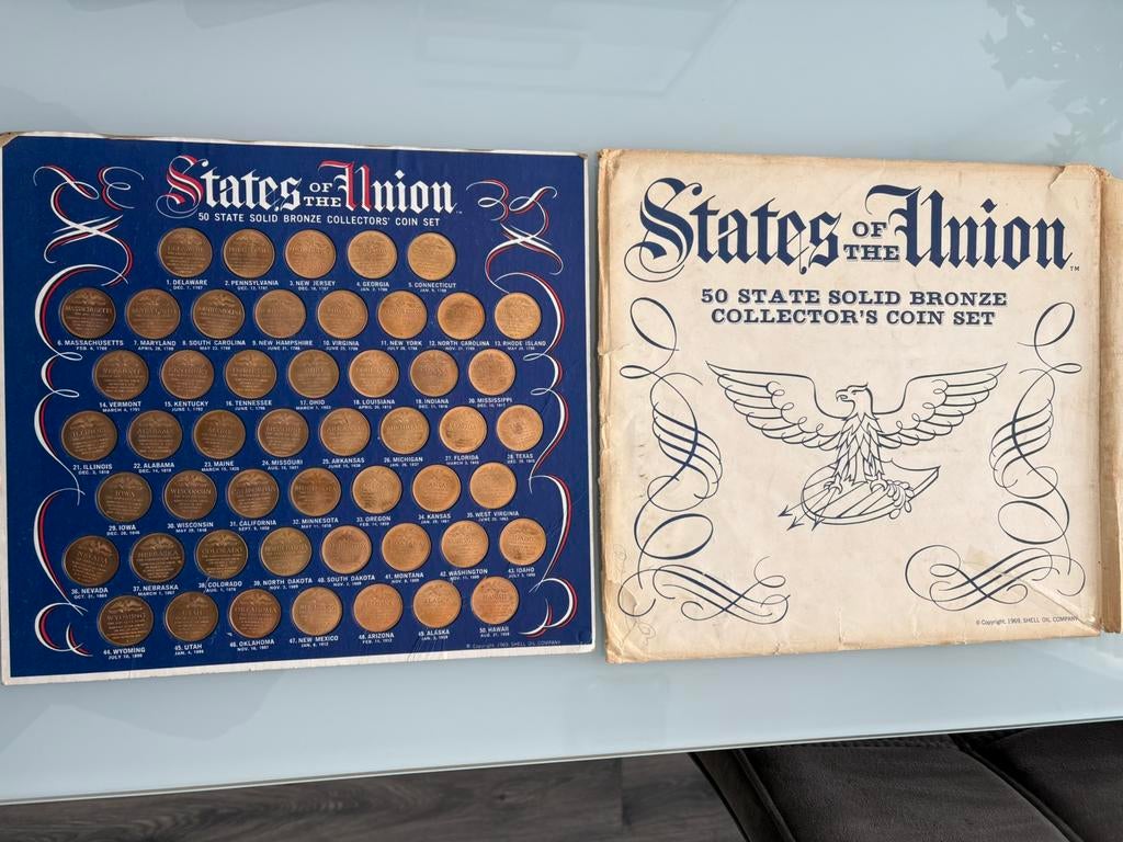 Verzameling van de 50 staten USA, Postzegels en Munten, Bankbiljetten | Europa | Niet-Eurobiljetten, Ophalen of Verzenden
