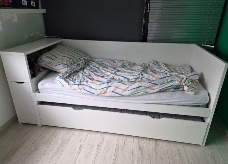Ikea stuva bed inc onderbed inc hoofdeind, Ophalen, 90 cm, Eenpersoons, Wit