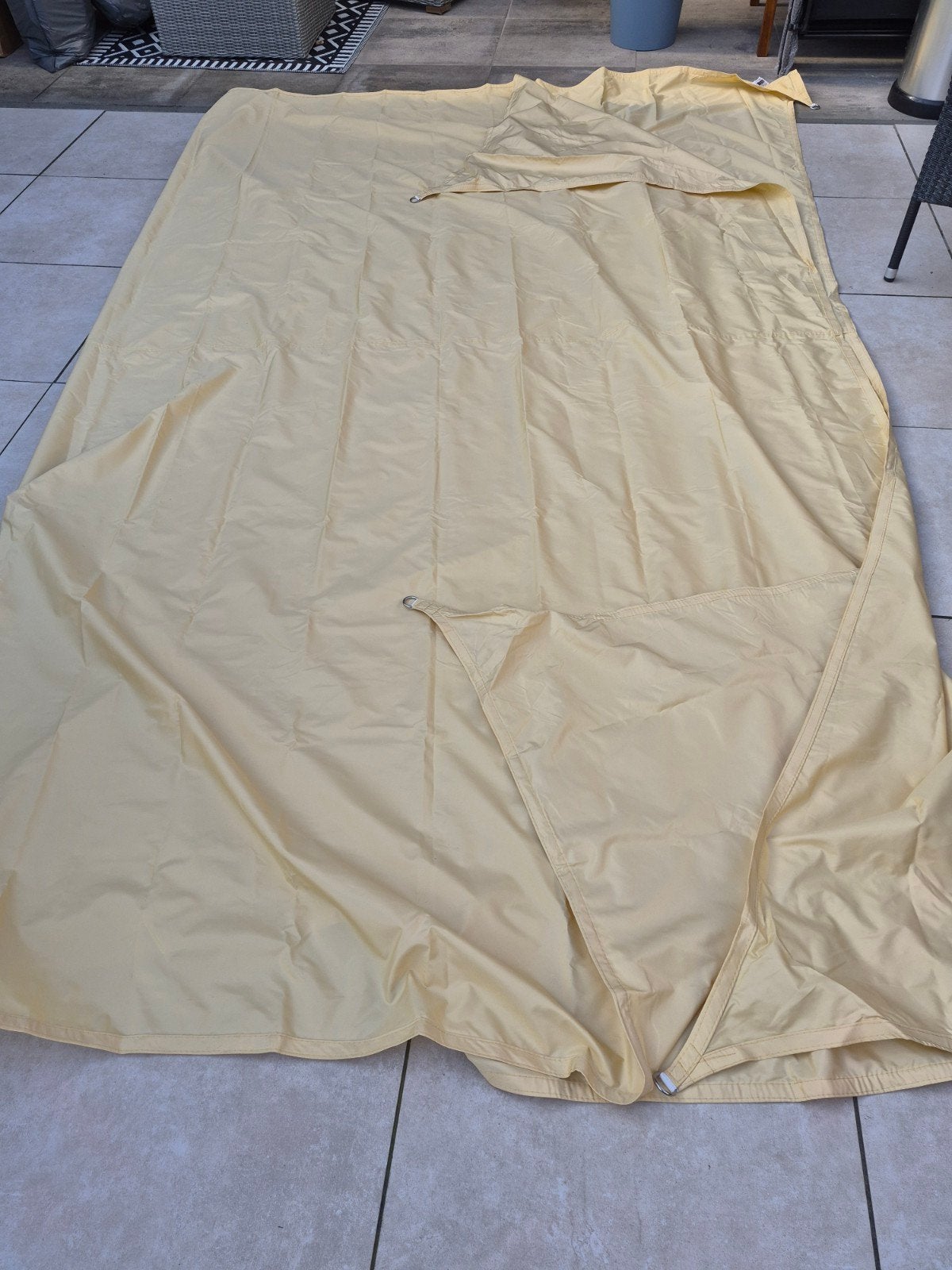 Schaduwdoek kleur geel en taupe, div maten, nieuw!, Ophalen, Nieuw