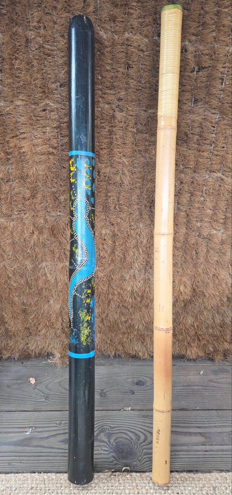 Prachtige Bamboe Didgeridoo (ca. 120 cm) – Aboriginal Stijl, Ophalen of Verzenden, Gebruikt