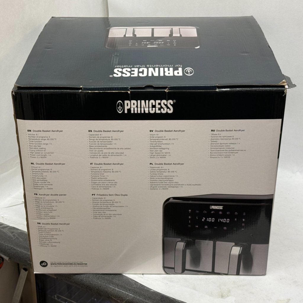 Princess Double Basket 8L 2x1600 Watt (Nieuw), Witgoed en Apparatuur, Frituurpannen, Princess, Zo goed als nieuw, Support@princess.com