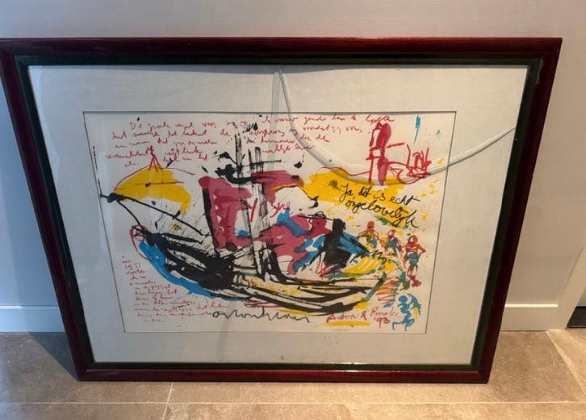 Anthon Heijboer - "Anton & Emeke '93" - Gesigneerde Zeefdruk, Antiek en Kunst, Ophalen