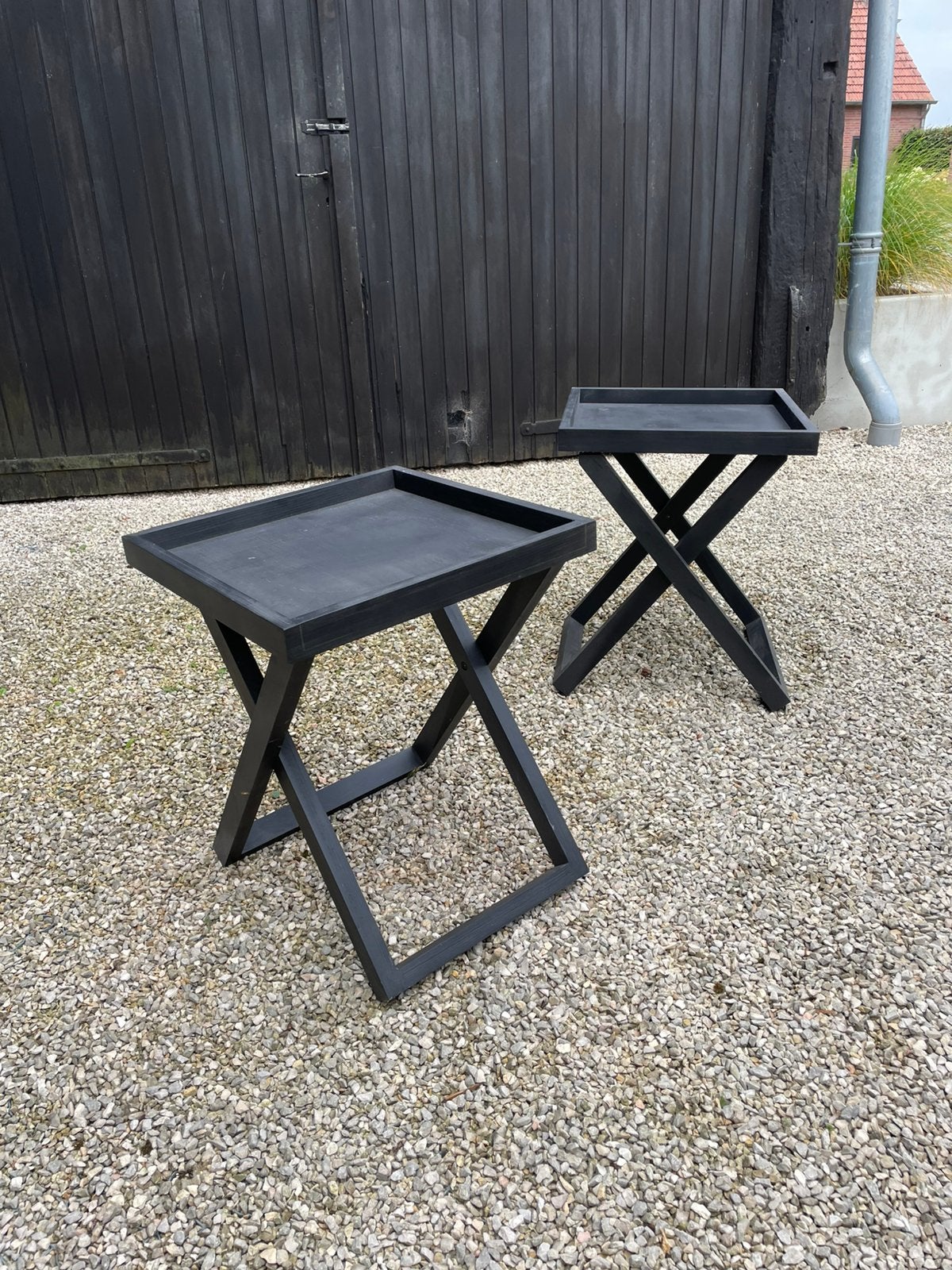 Set van 2 bijzettafeltjes, Minder dan 55 cm, Rond, Zo goed als nieuw, Ophalen