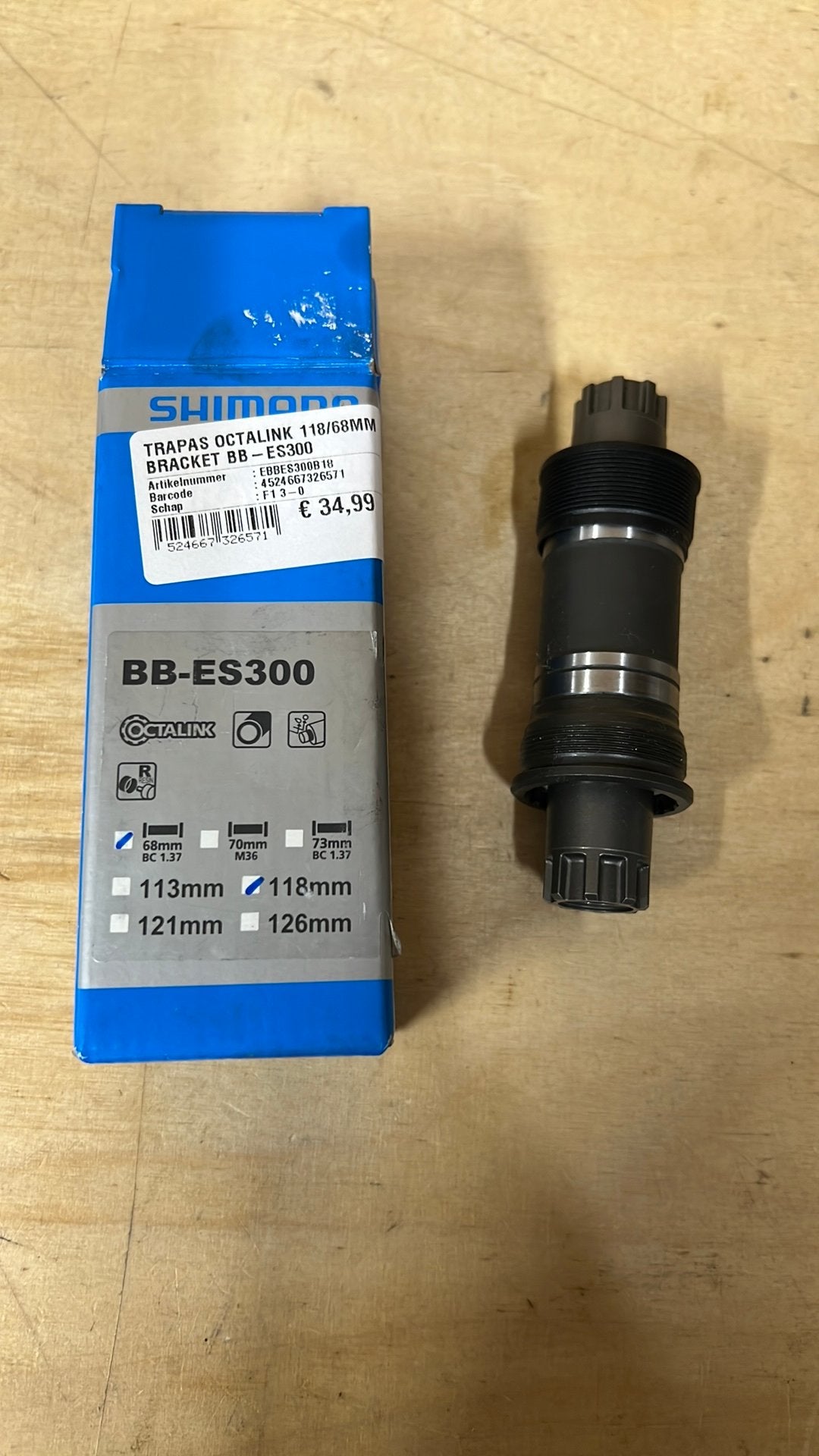 Shimano Octalink 118/68 trapas, Ophalen of Verzenden, Nieuw, Gravelbike, Crankstel of Pedalen