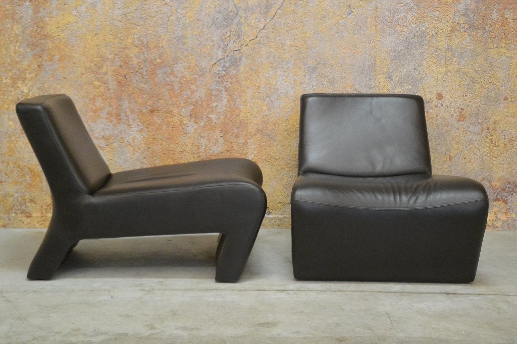 ZGANieuw 2 bruine leren design fauteuils van Machalke, 75 tot 100 cm, Ophalen of Verzenden, Zo goed als nieuw, Machalke