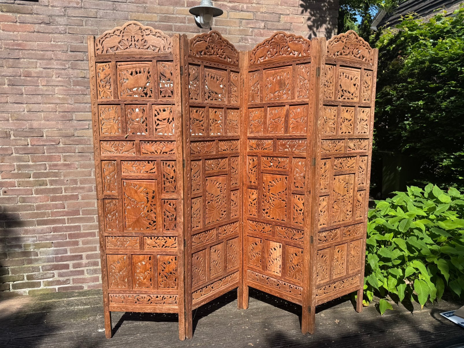 Prachtig handgemaakt houten kamerscherm, Huis en Inrichting, Woonaccessoires | Kamerschermen, Ophalen, Zo goed als nieuw